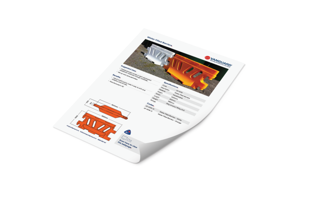 Water Filled Barriers Spec Sheet Vanguard NZ